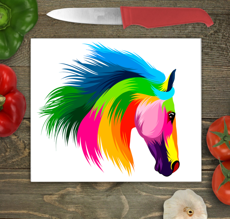 Horse Large Glass Chopping Board, Horse Glass Chopping Board - Click Image to Close